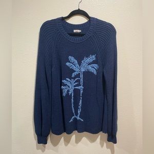 Womens Faherty blue royal palm sweater size medium